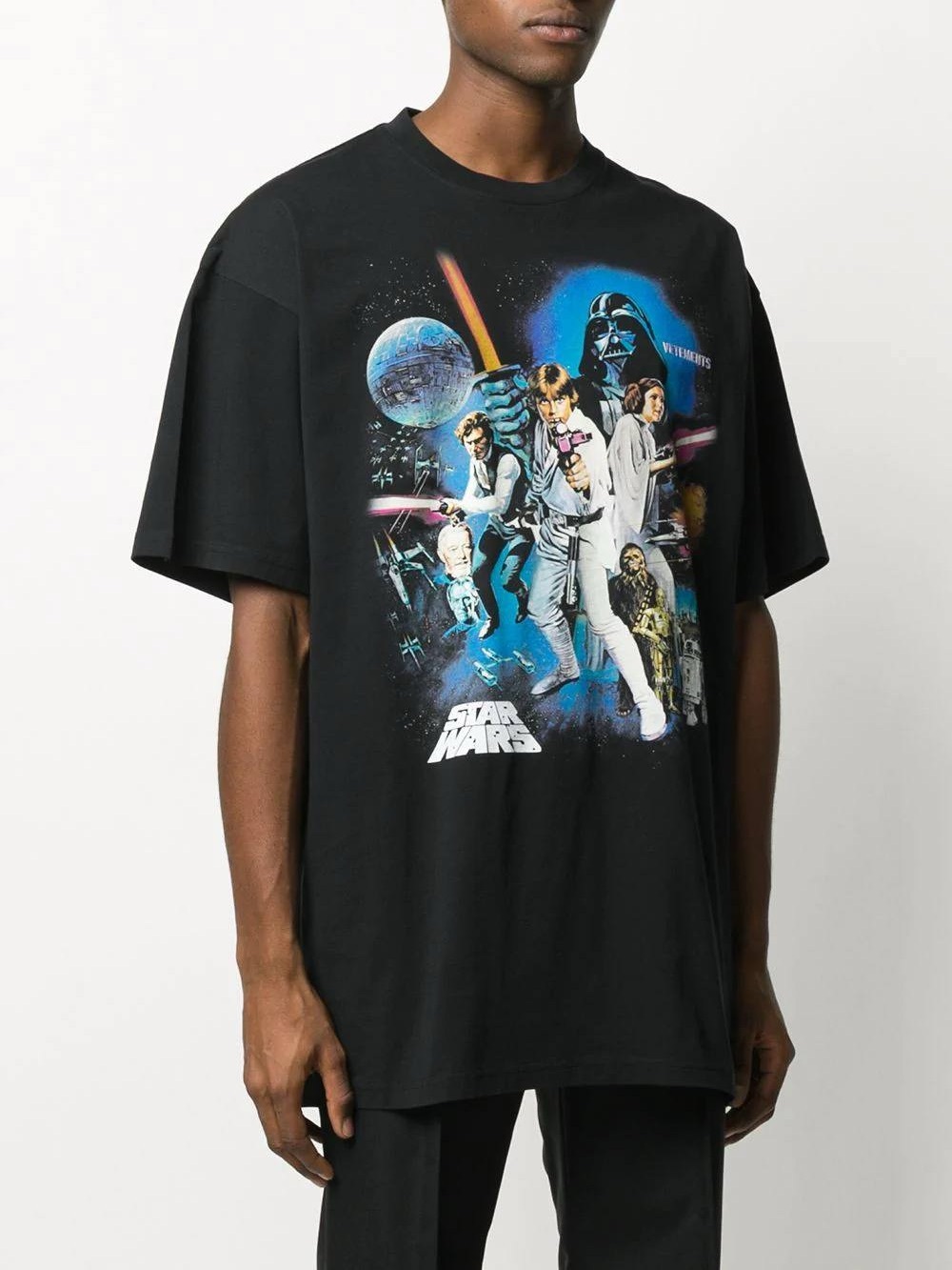 Vetements Black Star is Wars Graphic Tee with Multicolor Artwork limited edition